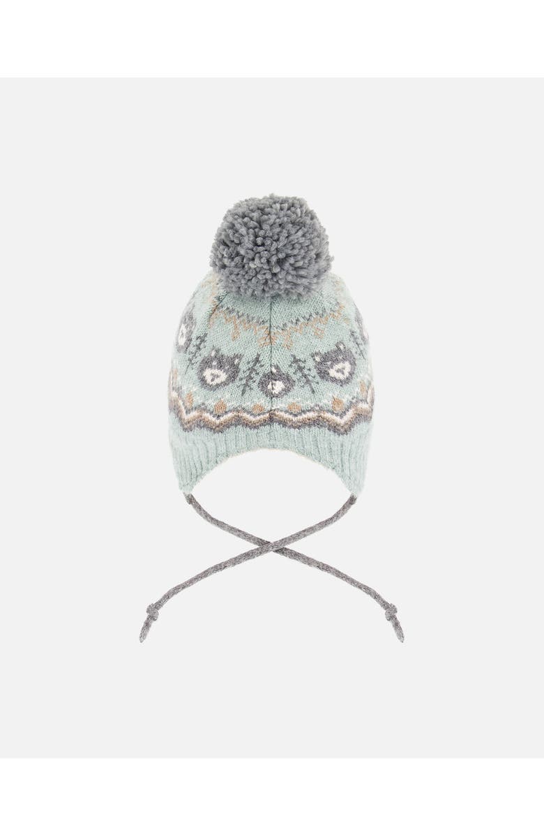 Deux par Deux Boy Lined Peruvian Knit Pompom Hat, Alternate, color, Gray And Sage
