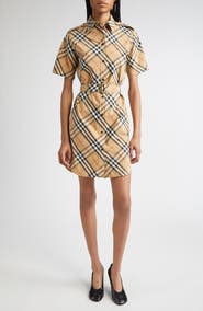 Burberry Check Cotton Belted Shirtdress