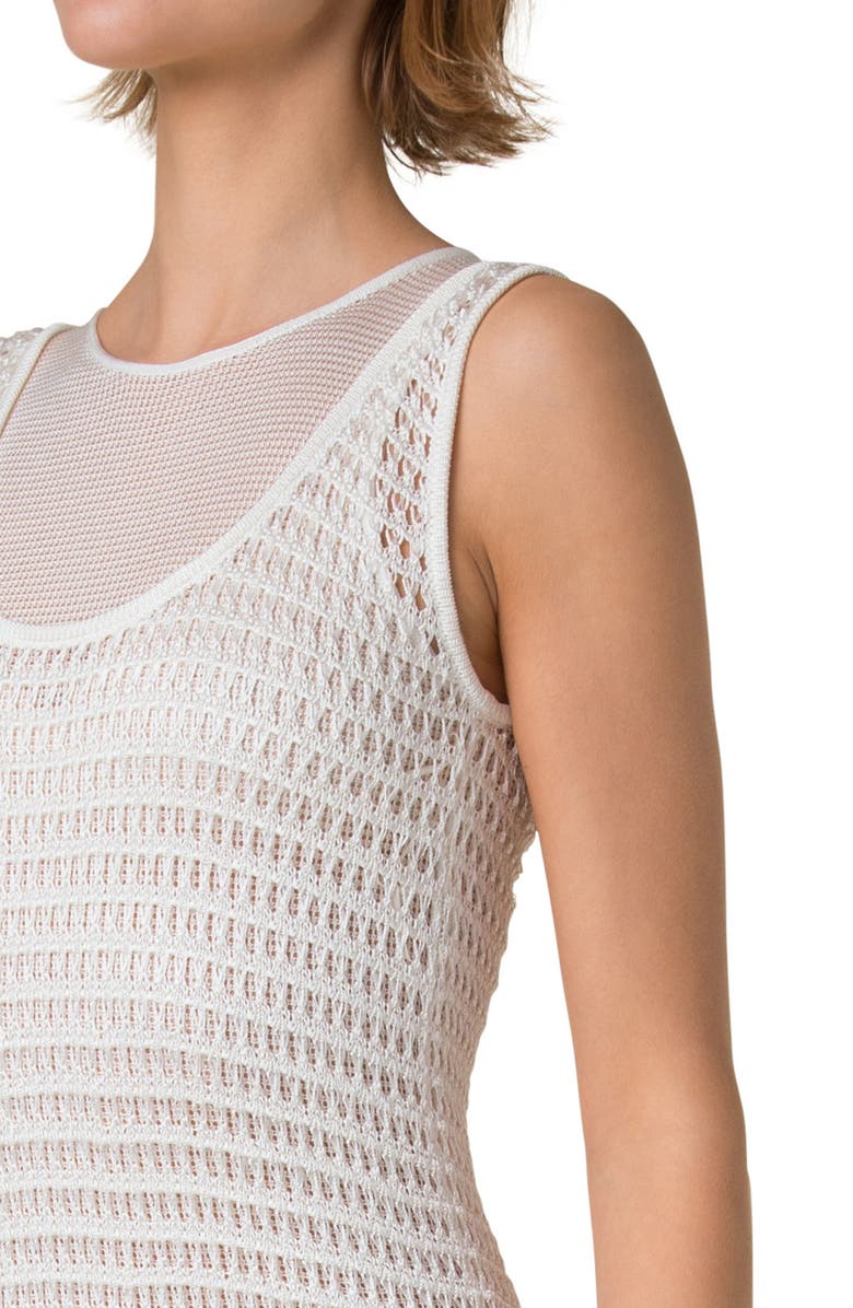 Akris Sleeveless Crochet & Knit Sweater Dress, Alternate, color, Ecru