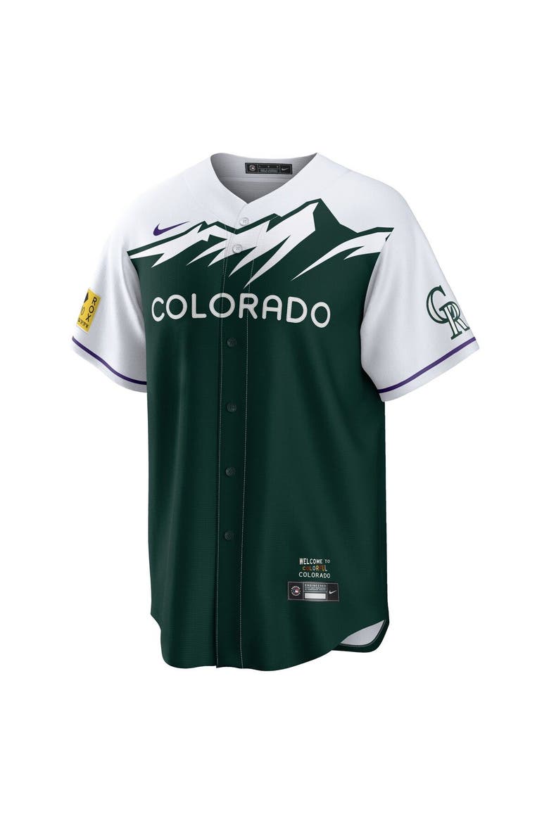 Men's Nike Charlie Blackmon Green Colorado Rockies City Connect Replica Player Jersey, Alternate, color, White