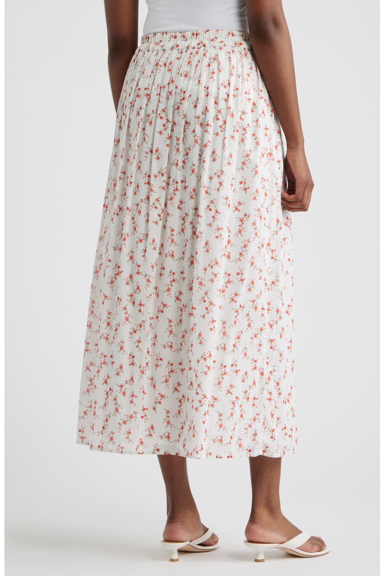 Dax Floral Cotton Midi Skirt, Alternate, color, ROUGE ROMANTIC