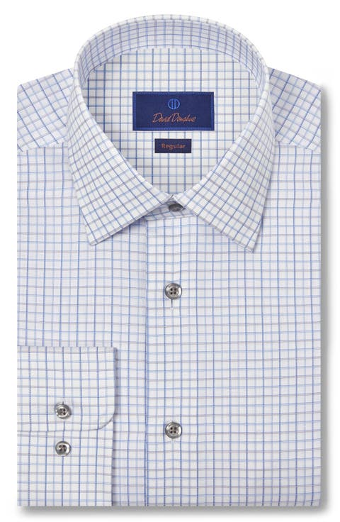 Regular Fit Twill Windowpane Dress Shirt