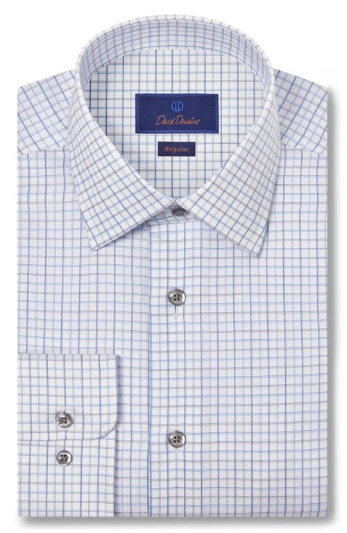 David Donahue Regular Fit Twill Windowpane Dress Shirt In Blue