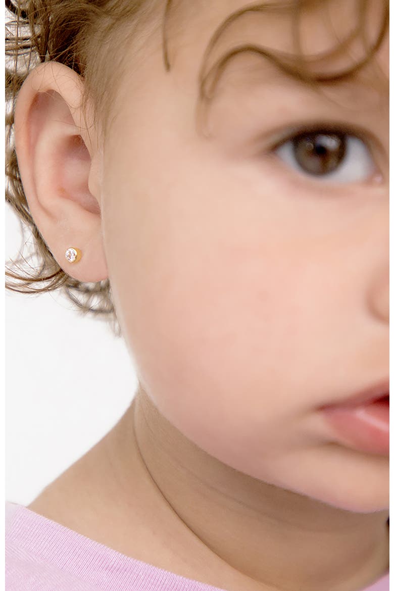 14k Bezel Set Diamond Earrings, Alternate, color, Gold