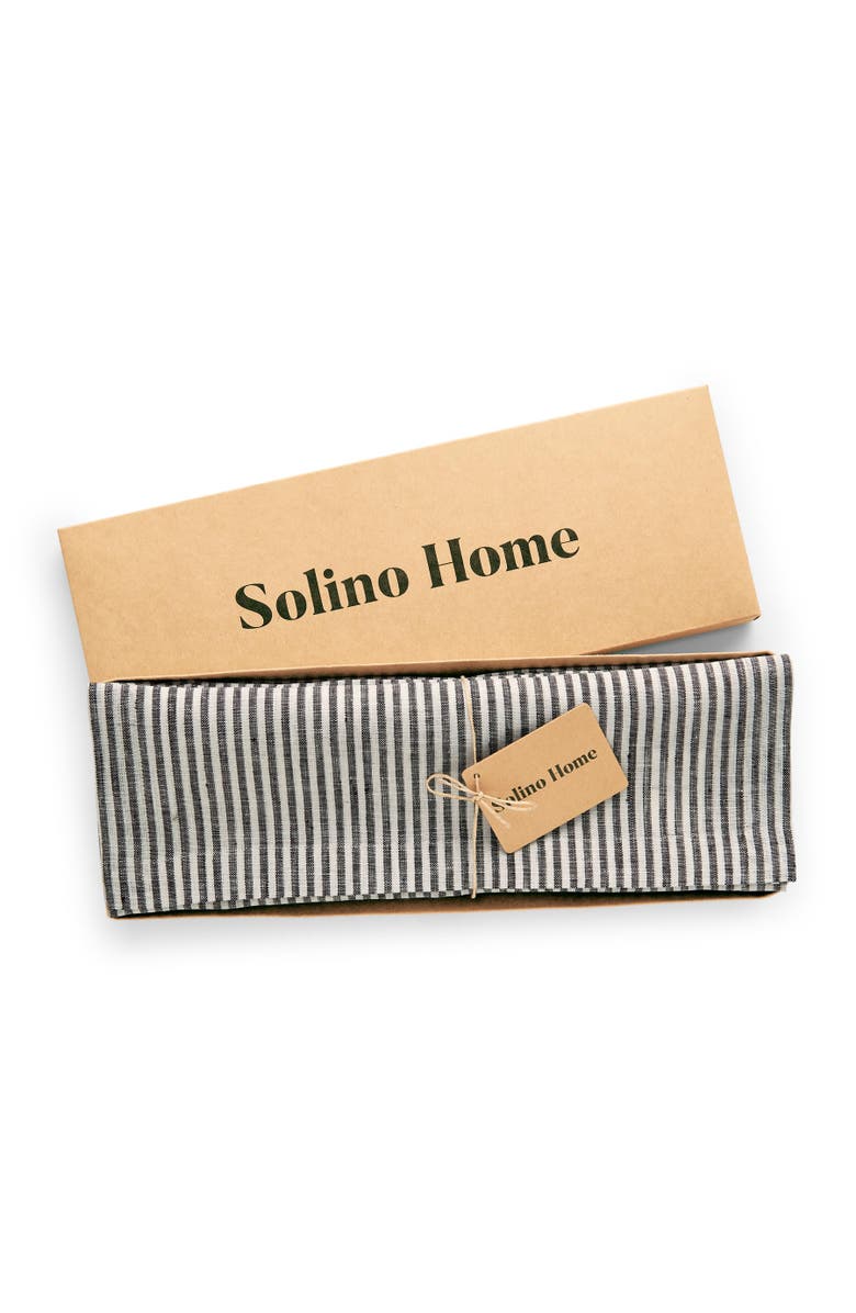 Solino Home Linen Placemats - Narrow Stripe, 14" x 19" Inch, Alternate, color, Black And White
