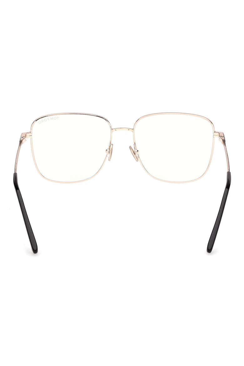 56mm Square Optical Glasses, Alternate, color, SHINY BLACK ENAMEL / ROSE GOLD