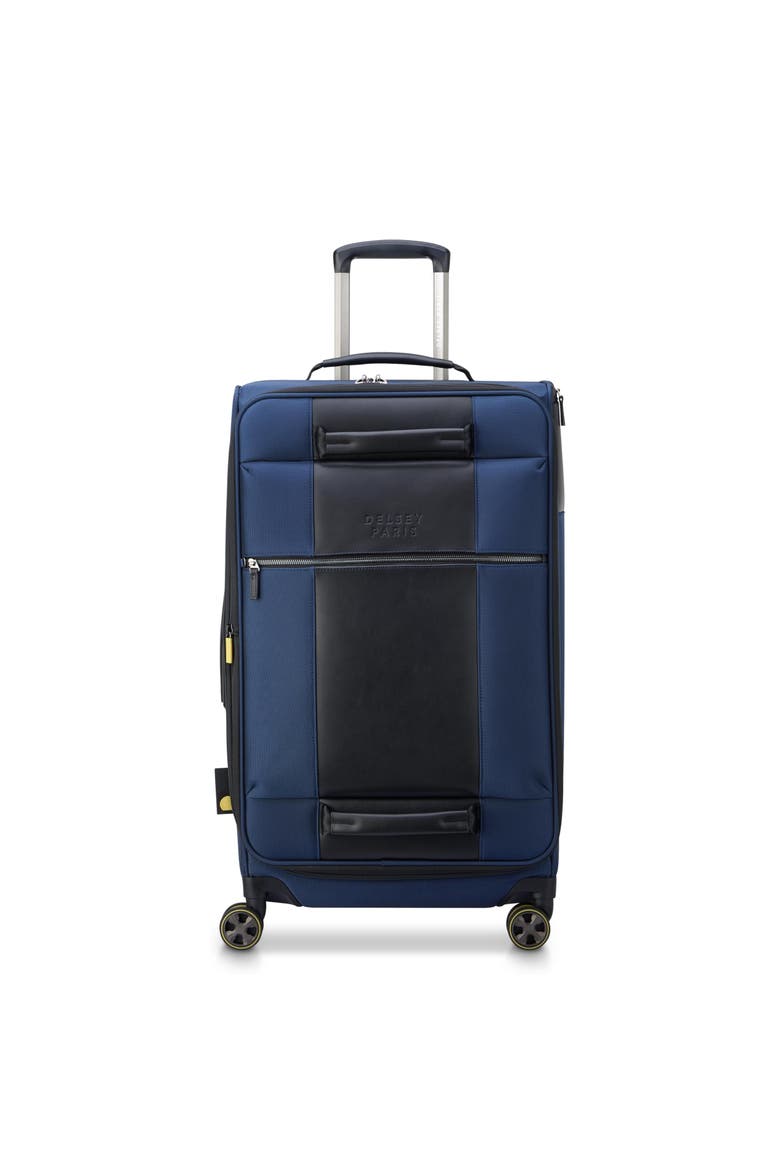 Wagram Softside Expandable 26" Medium Checked Spinner Luggage, Main, color, Navy