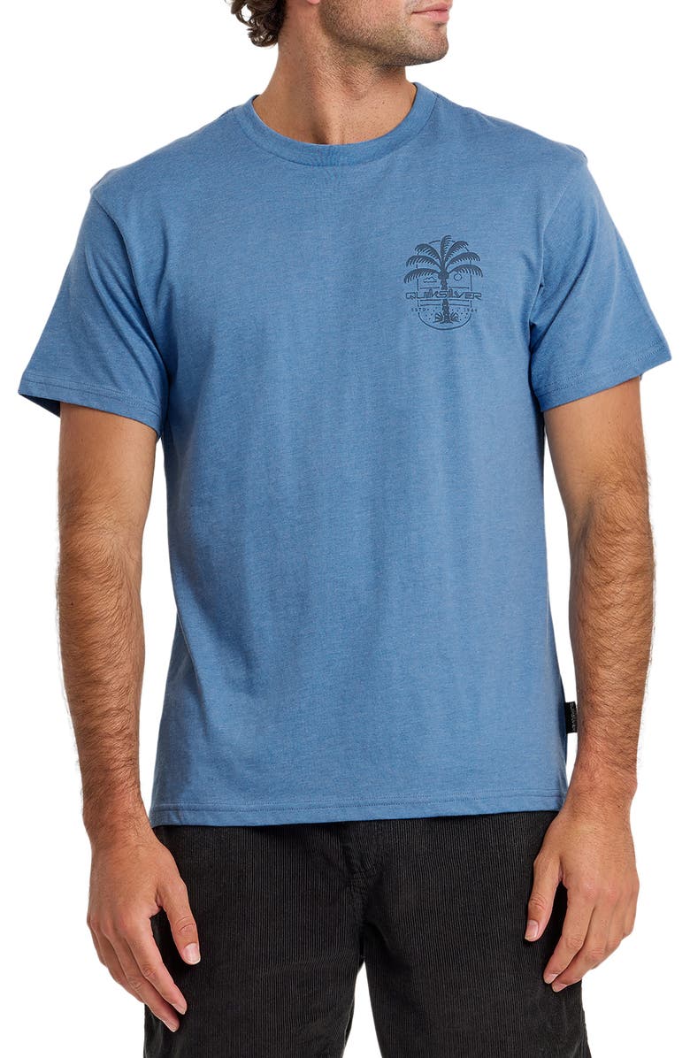 Quiksilver Uno Palm Cotton Graphic T-Shirt, Main, color, Riviera Heather