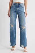 HIDDEN JEANS High Waist Distressed Wide Leg Dad Jeans