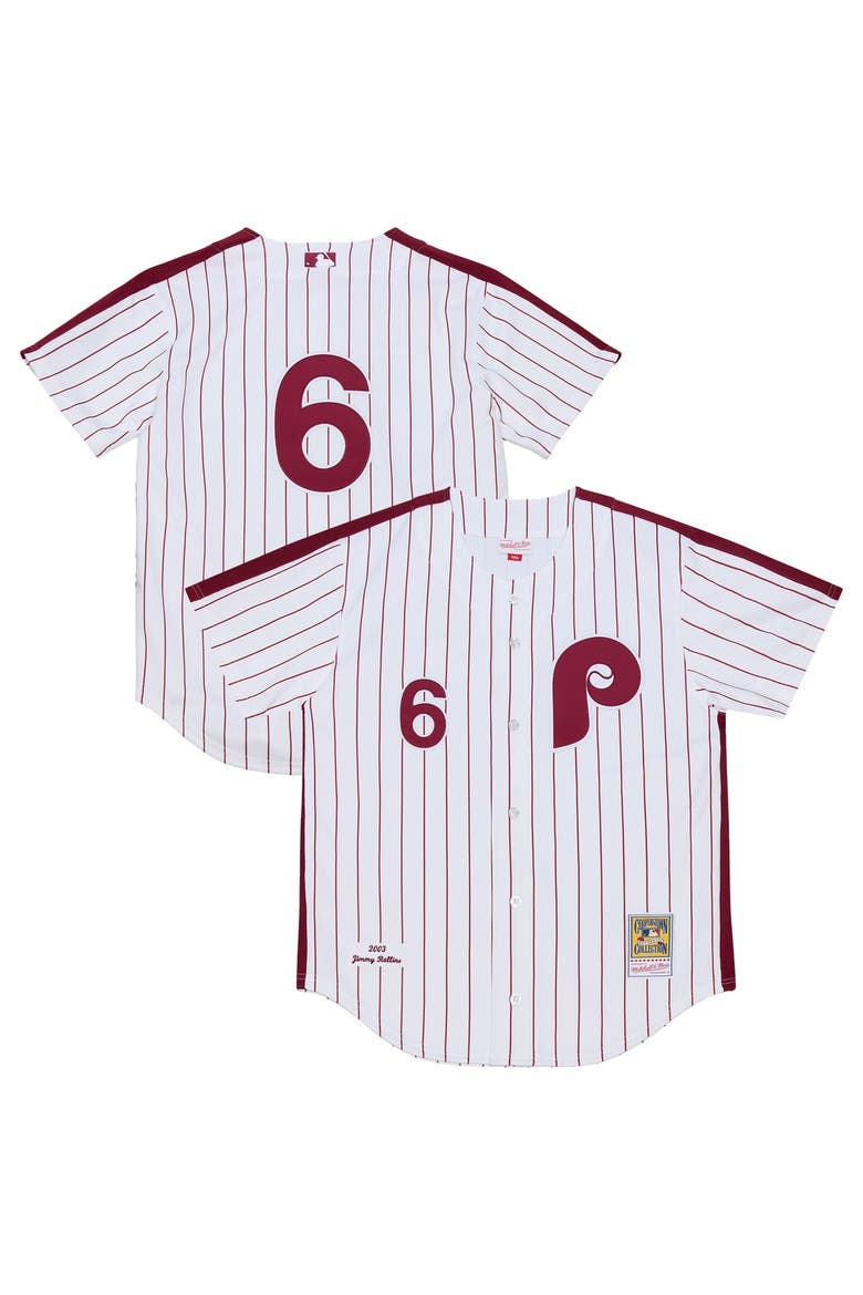 Men's Mitchell & Ness Jimmy Rollins White Philadelphia Phillies 2003 Cooperstown Collection Authentic Jersey, Main, color, White