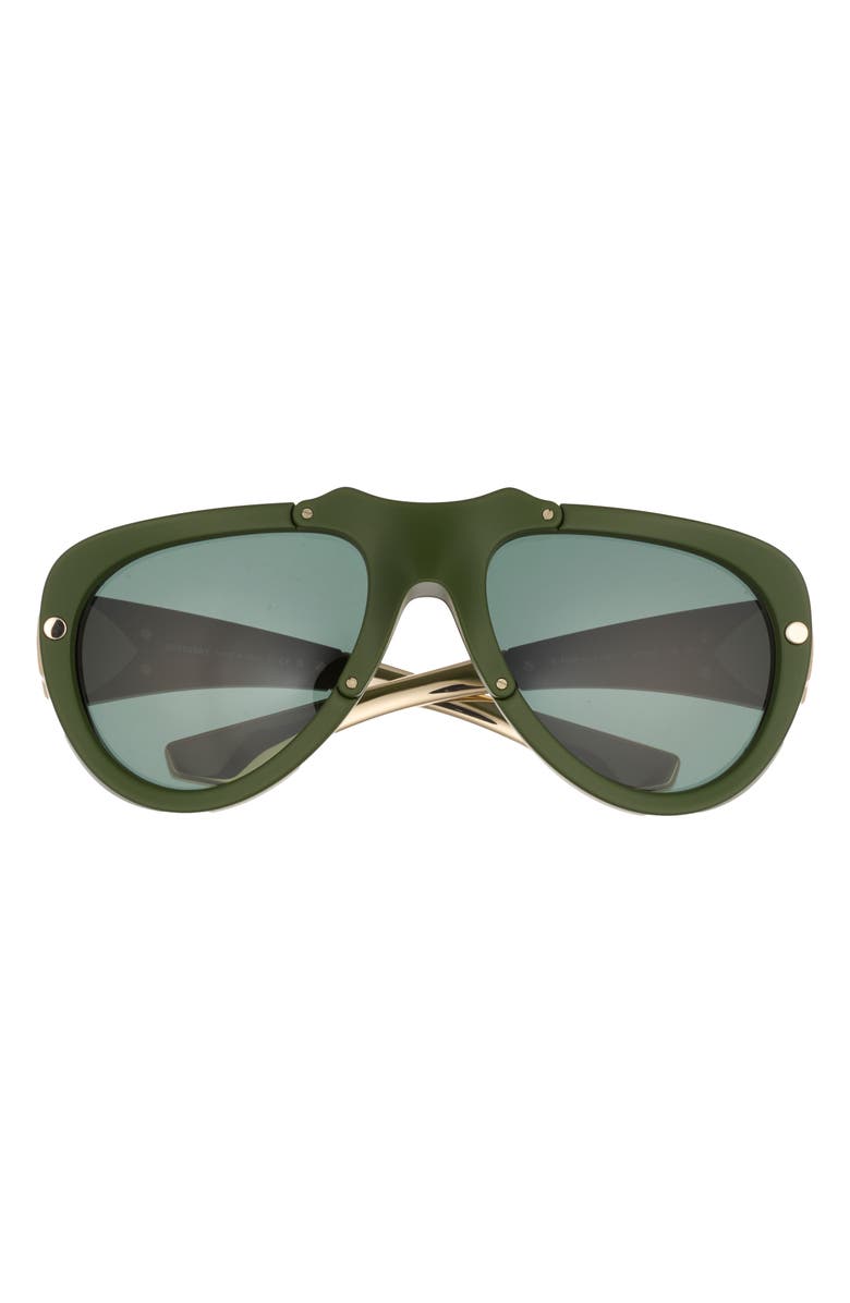 Burberry 57mm Pilot Sunglasses, Main, color, Dark Green