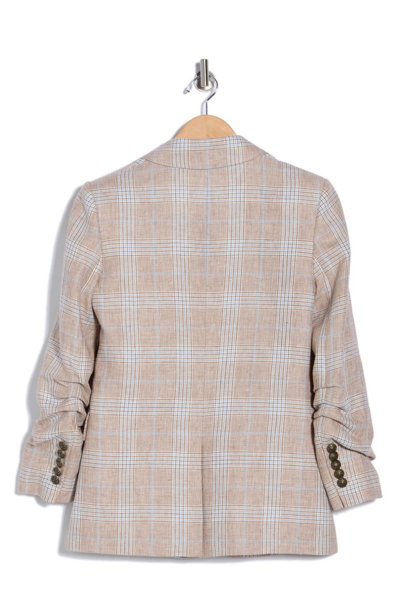 Veronica Beard Beacon Plaid Linen Dickey Jacket, Alternate, color, Khaki Multi