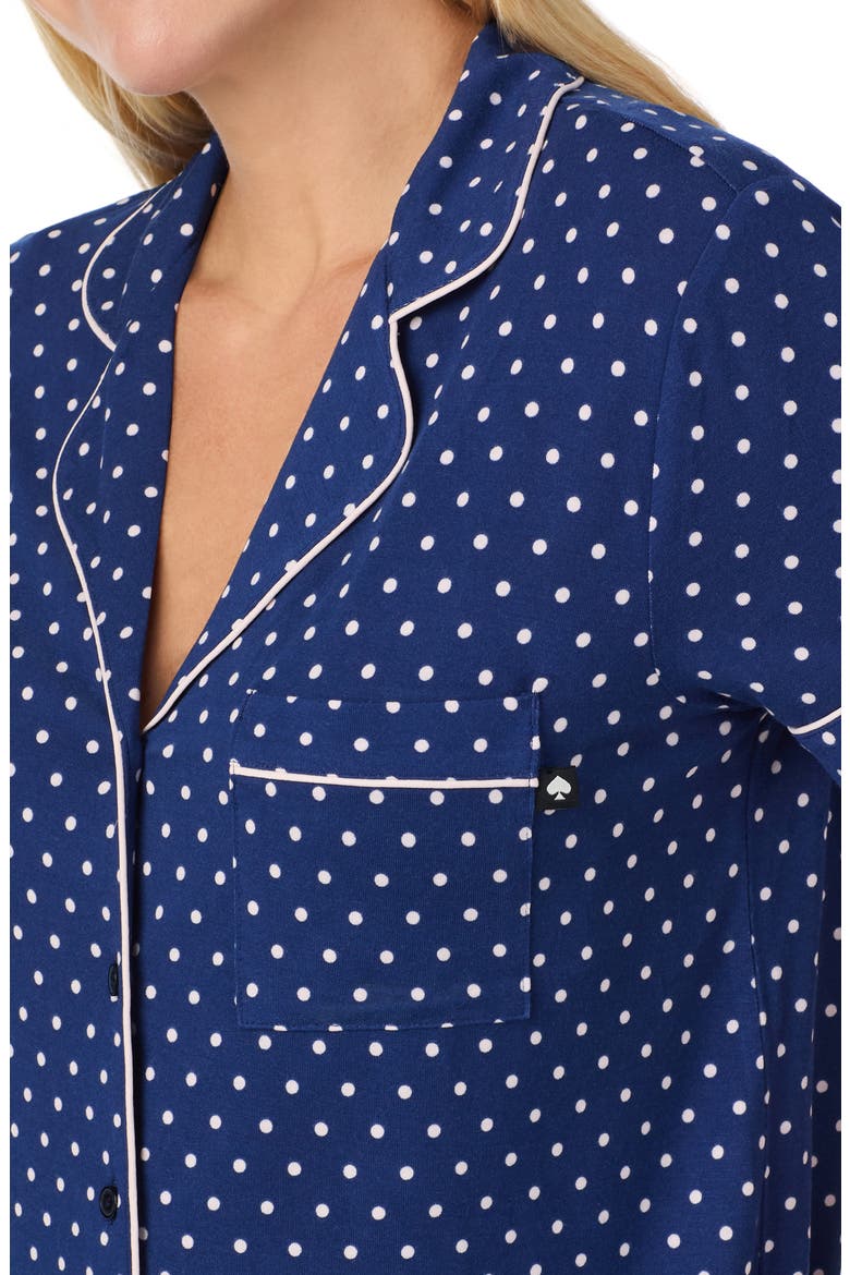 short sleeve crop pajamas, Alternate, color, NAVY DOT