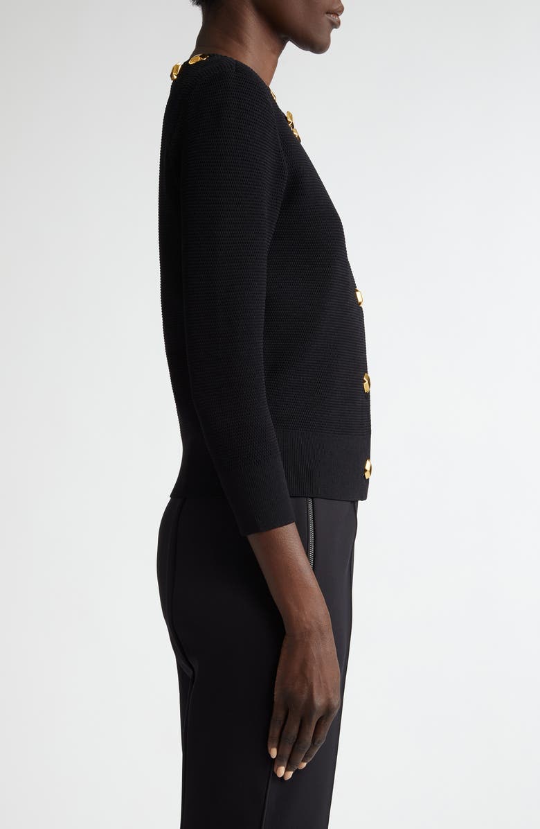 ST. JOHN Studded Piqué Cardigan, Alternate, color, 