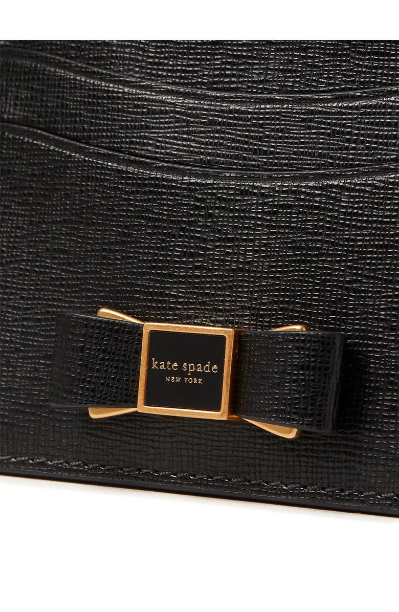 Kate Spade New York morgan embellished bow saffiano leather card case, Alternate, color,