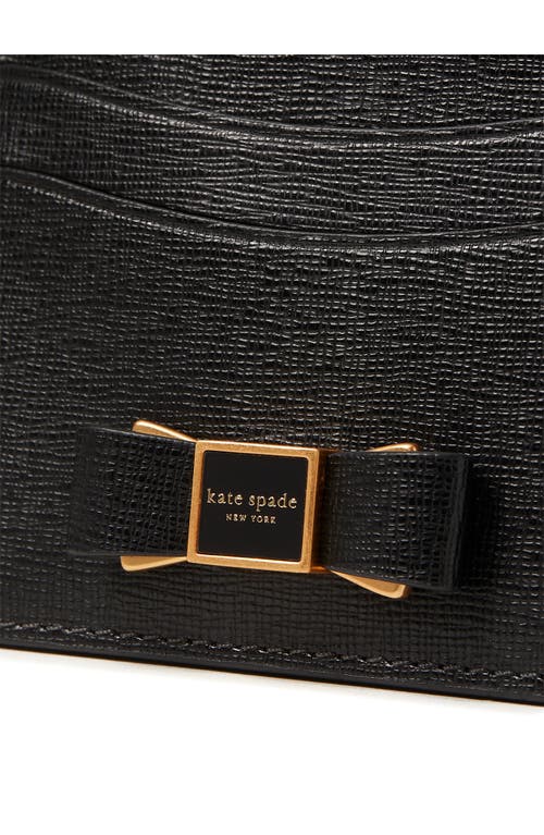 Kate Spade New York Morgan Embellished Bow Saffiano Leather Card Case In Black