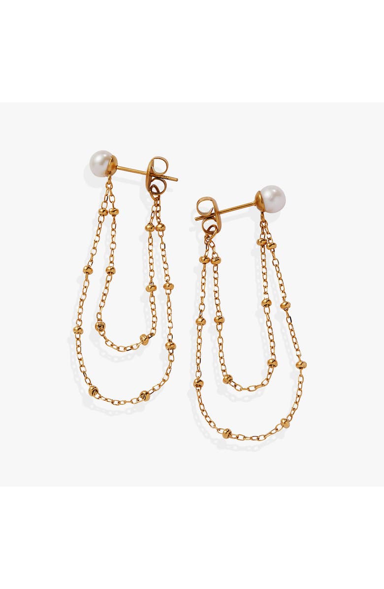 Alex and Ani Freshwater Pearl Chain Earrings, Main, color, Pearl