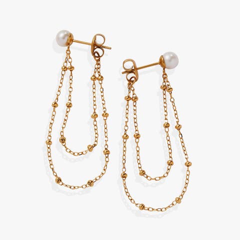 Freshwater Pearl Chain Earrings