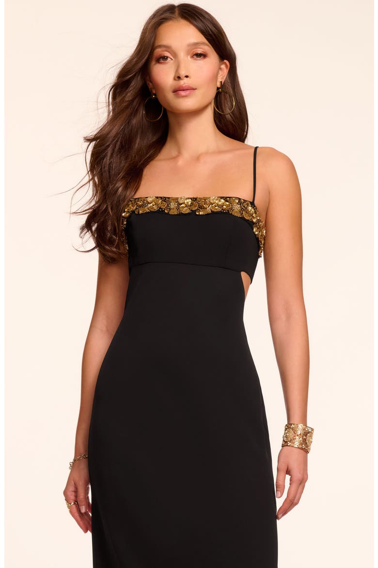 Helen Bead Detail Body-Con Gown, Alternate, color, BLACK