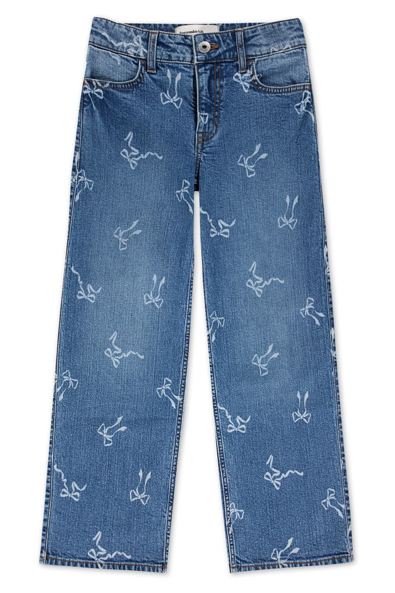 Kids' Bow Print High Waist Wide Leg Jeans, Main, color, MGLANF DUS