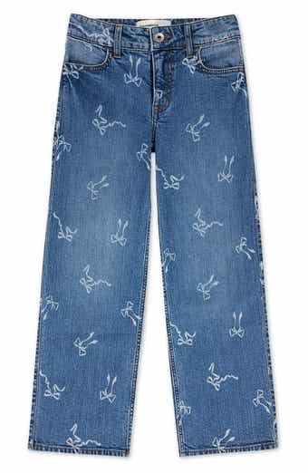 abercrombie kids Kids' Bow Print High Waist Wide Leg Jeans