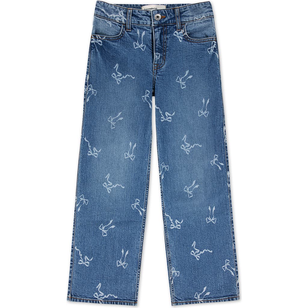 Abercrombie Kids Kids' Discharge High Waist Wide Leg Jeans In Blue