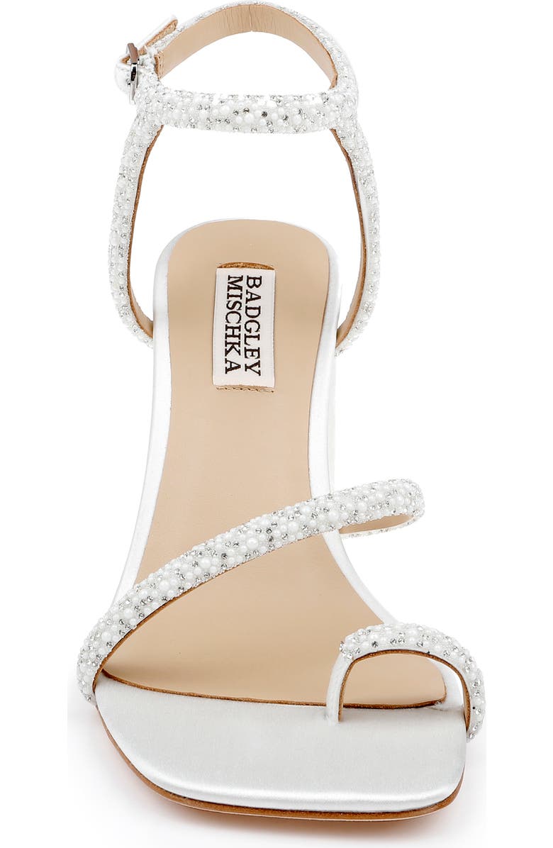 Badgley Mischka Collection Dalilah Ankle Strap Toe Loop Sandal, Alternate, color, White Satin