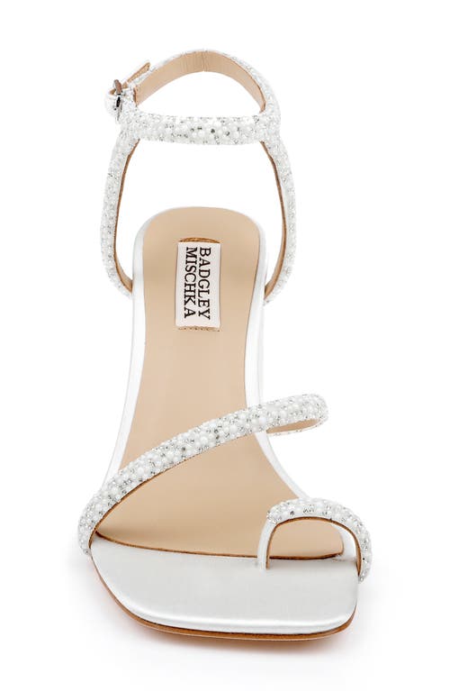 Badgley Mischka Collection Dalilah Ankle Strap Toe Loop Sandal In White Satin