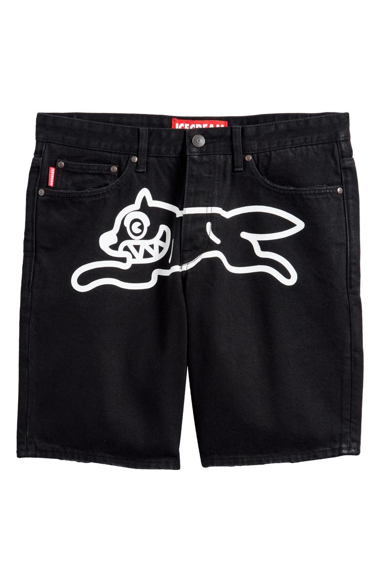 ICECREAM Black Dog Denim Shorts, Alternate, color, Black Caramel