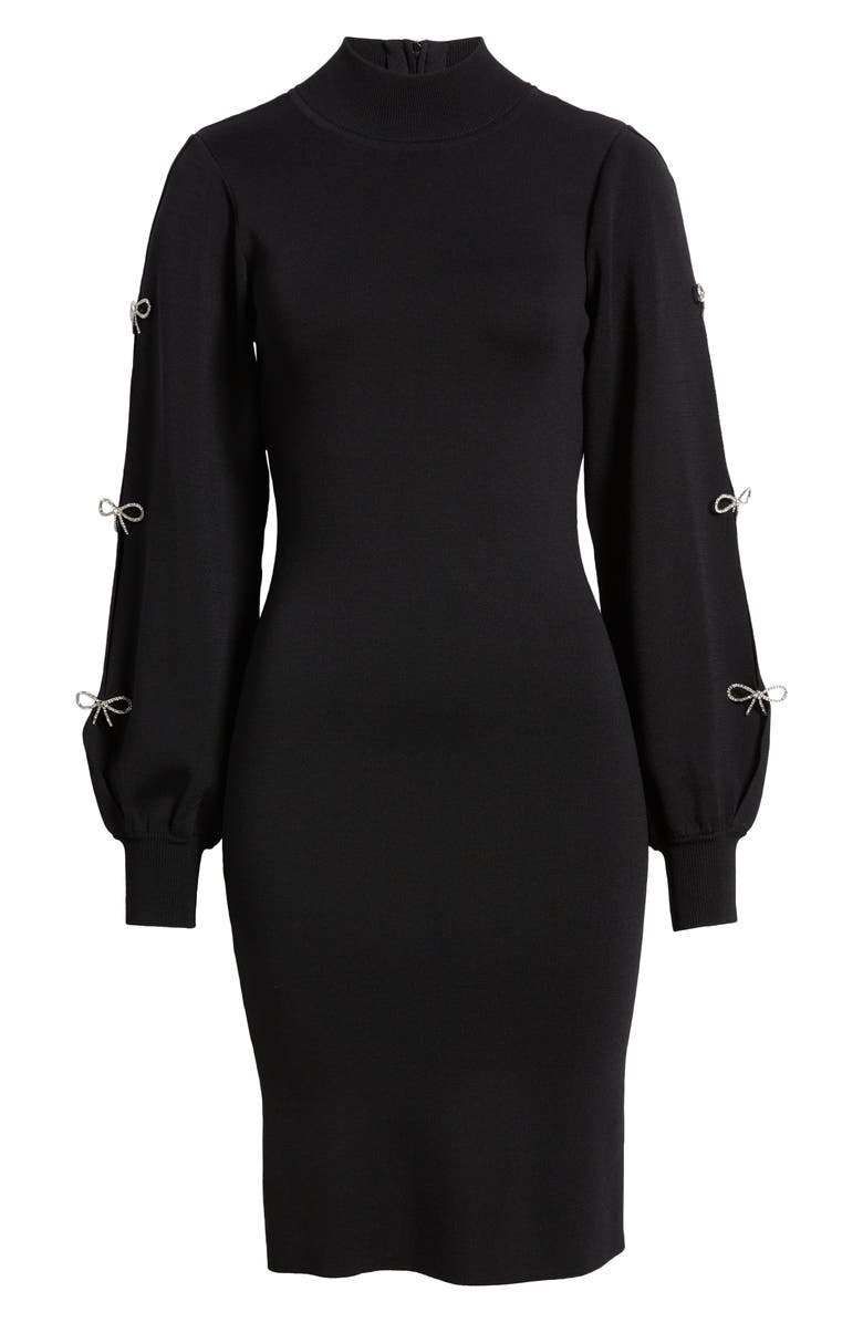 Eliza J Long Sleeve Sweater Dress, Alternate, color, Black