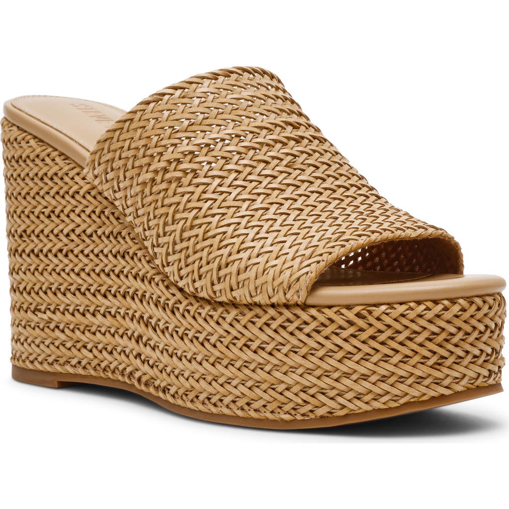 Steve Madden Cassi Platform Wedge Slide Sandal In Beige