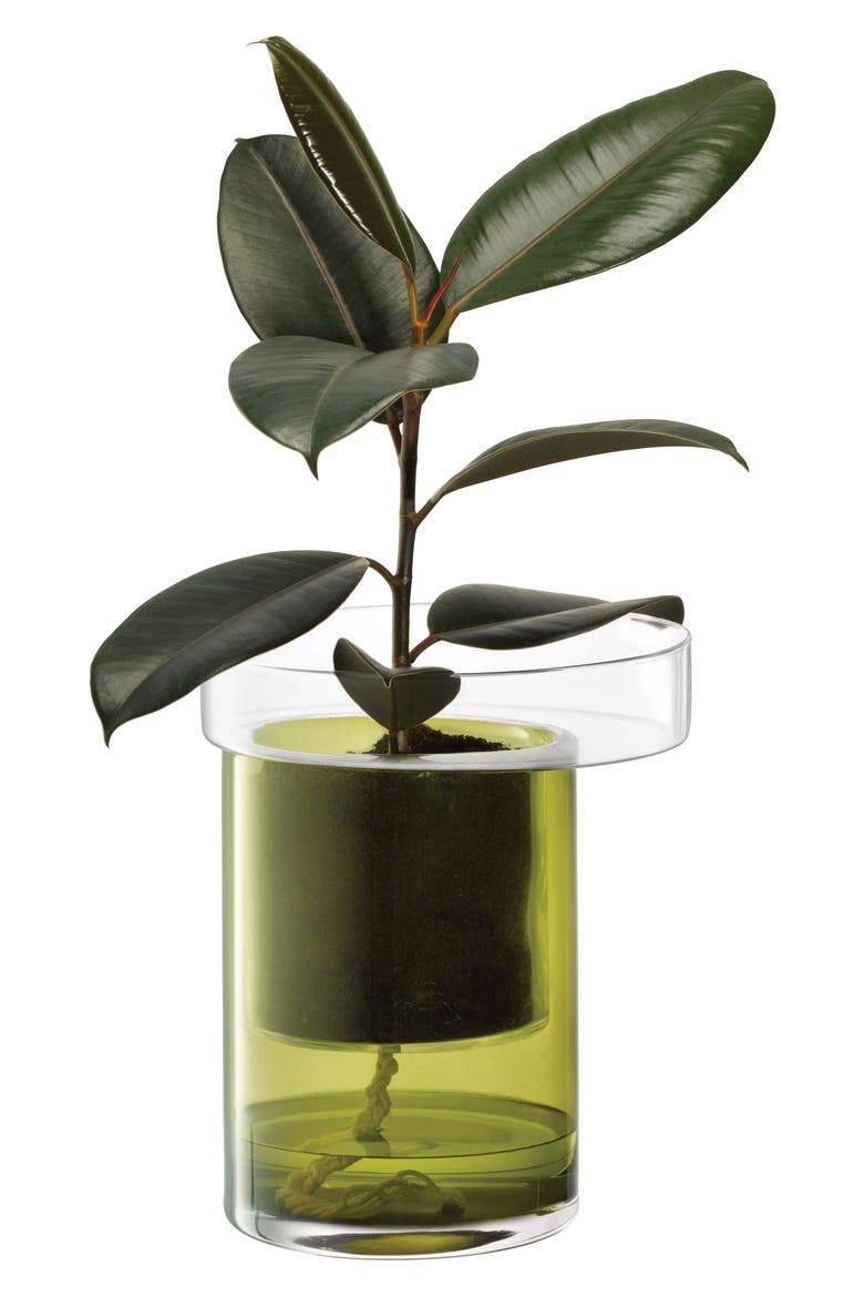 Balcony Self Watering Glass Planter, Alternate, color, GREEN