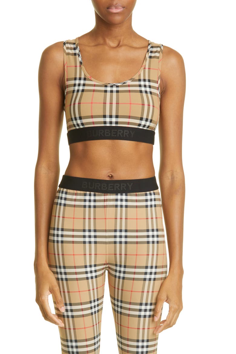 Dalby Check Sports Bra, Main, color, ARCHIVE BEIGE IP CHK