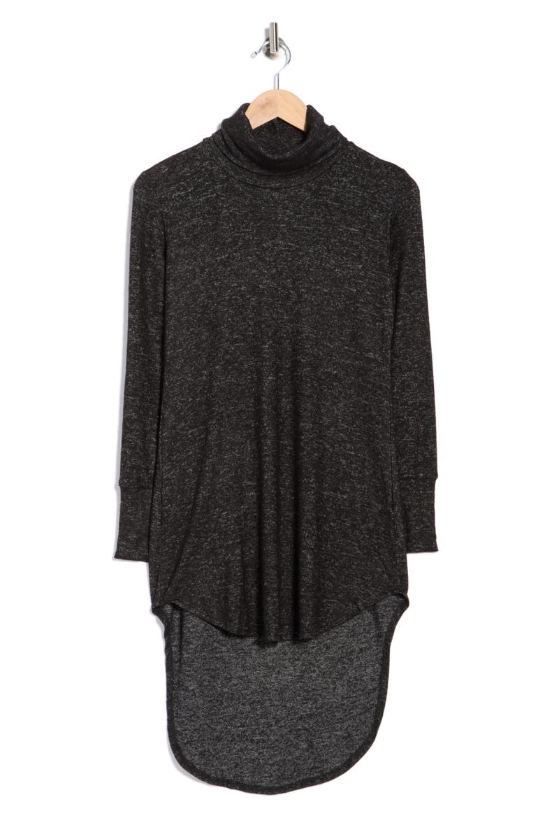 Turtleneck High-Low Tunic Sweater, Alternate, color, DARK DULL GRAY