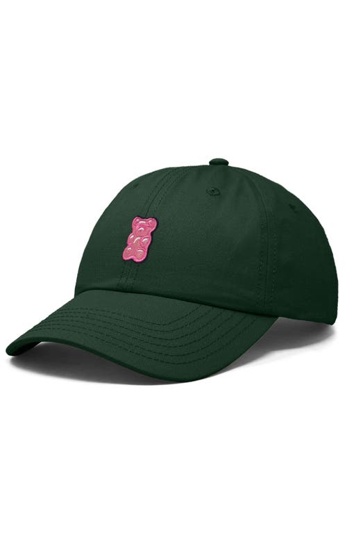 Dalix Pink Gummy Embroidered Casual Cap In Dark Green