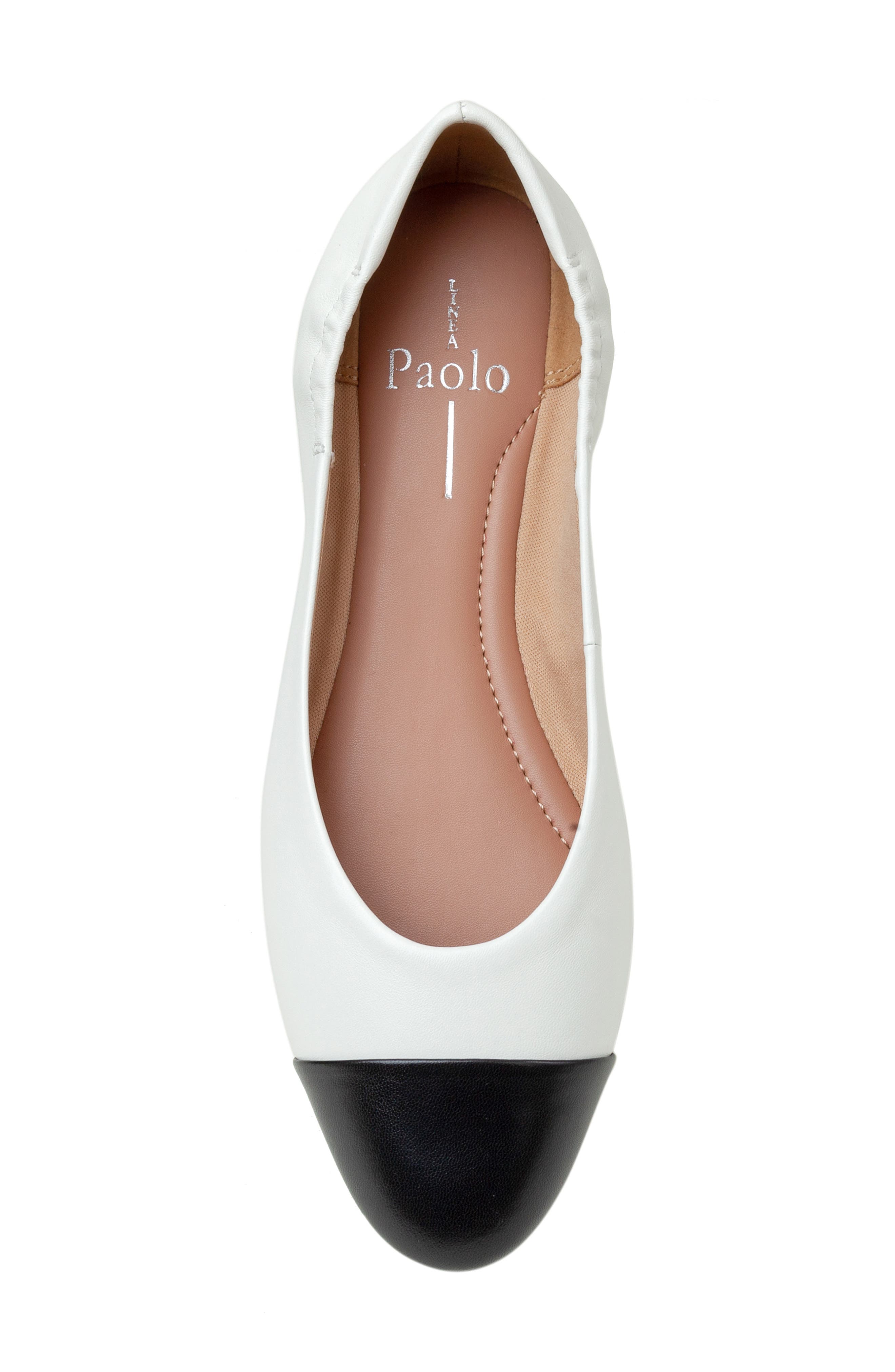 Linea Paolo Nolan Cap Toe Ballet Flat, Alternate, color, Eggshell/ Black