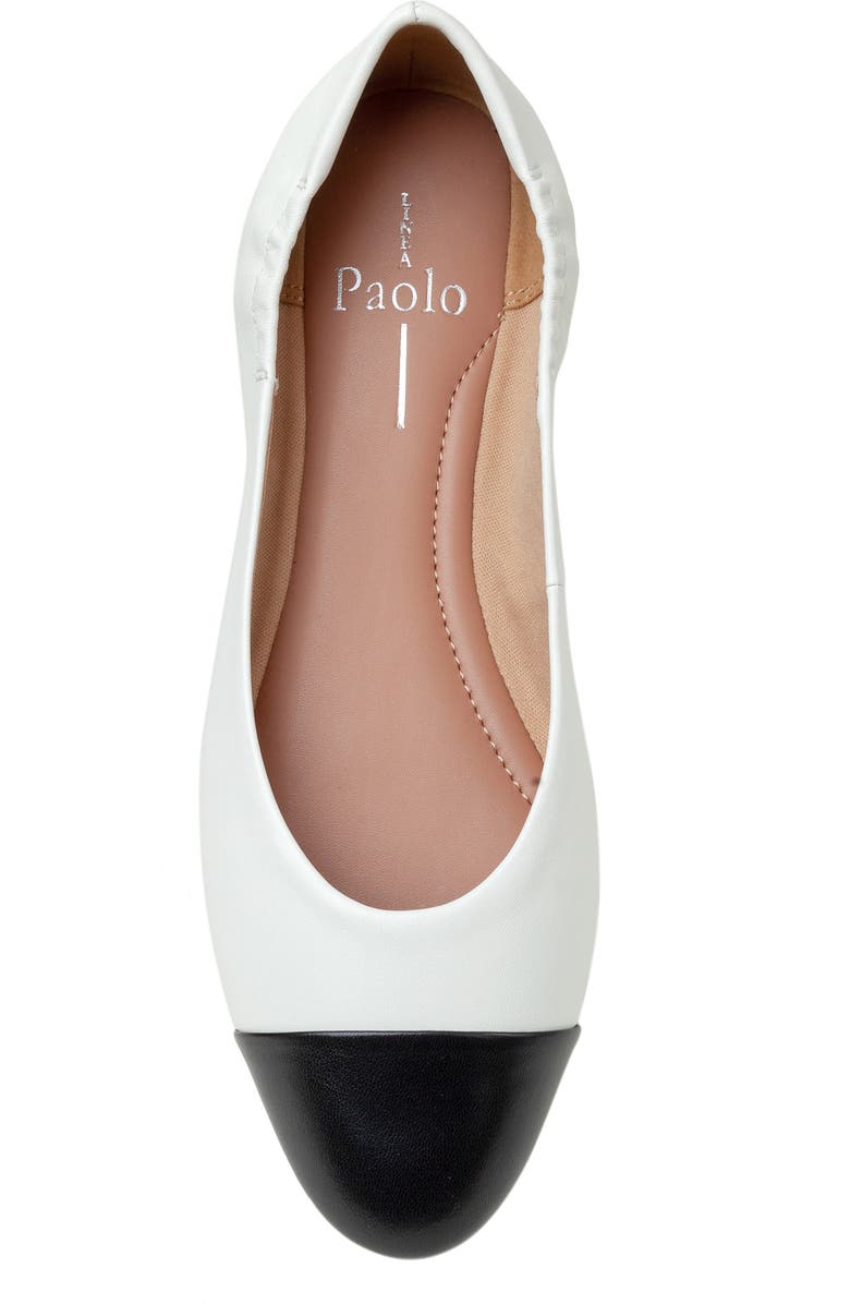 Linea Paolo Nolan Cap Toe Ballet Flat, Alternate, color, Eggshell/ Black