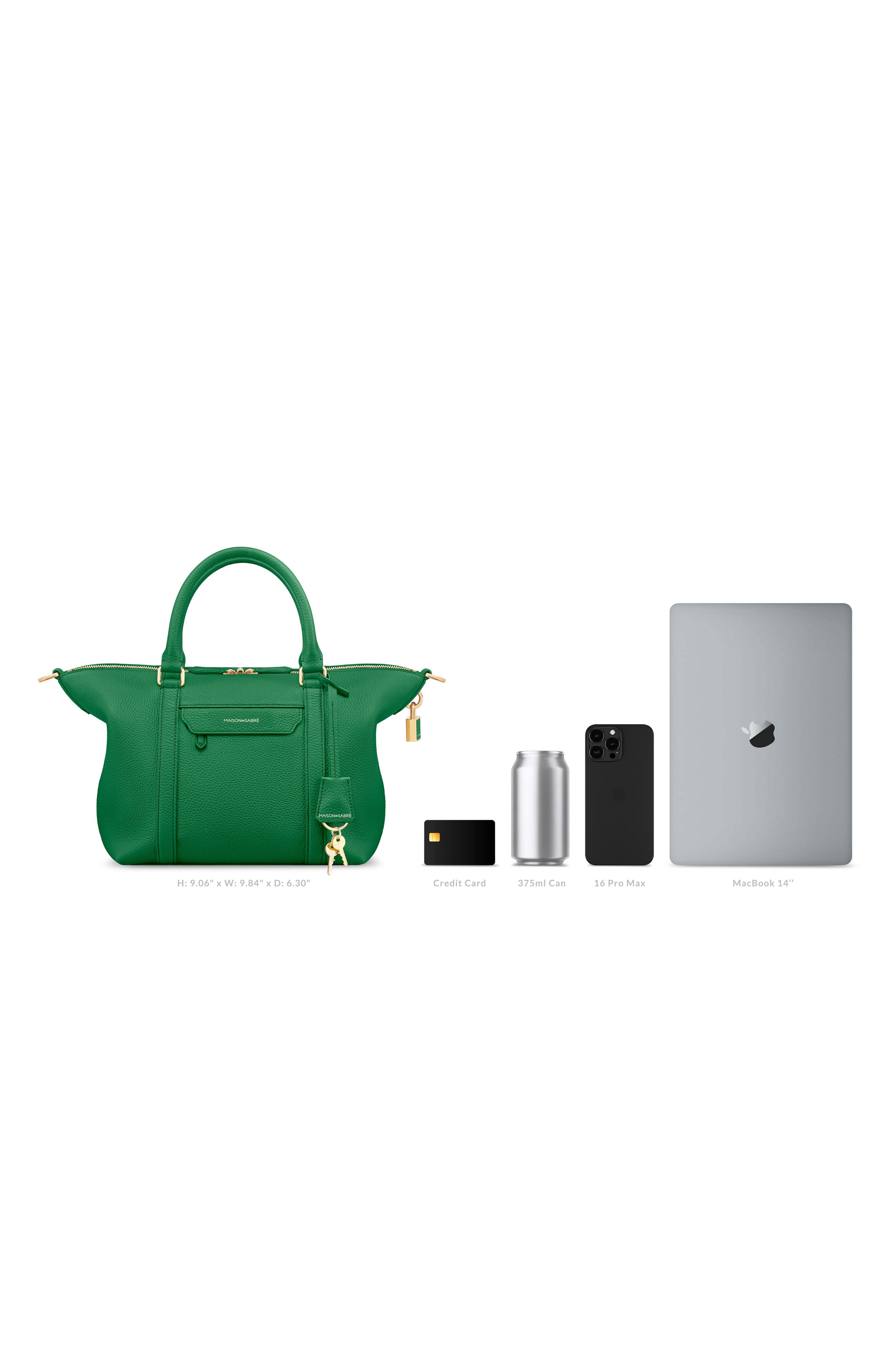 Small Leather Weekender, Alternate, color, Emerald Green