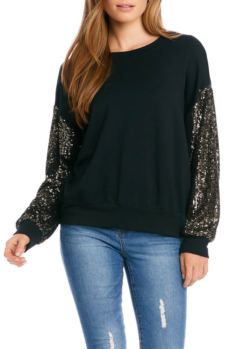Karen Kane Sequin Sleeve Top, Main, color, 