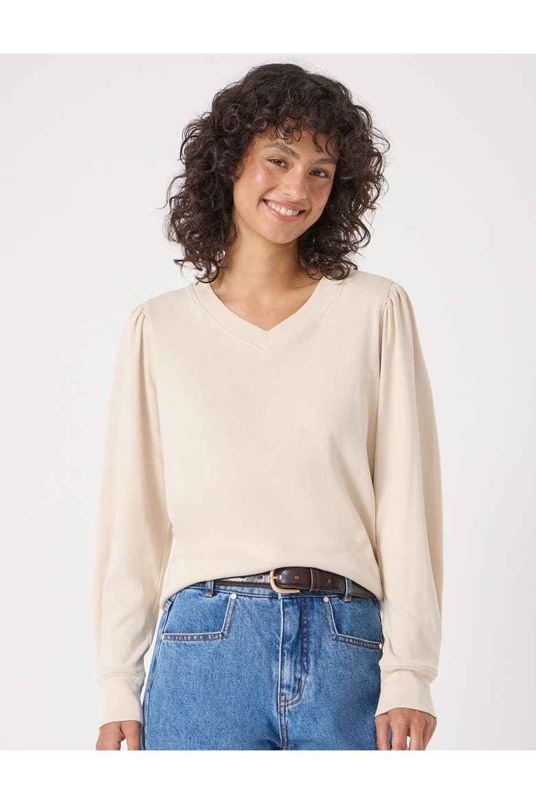 Emily V-Neck Puff Sleeve Top, Main, color, Almond