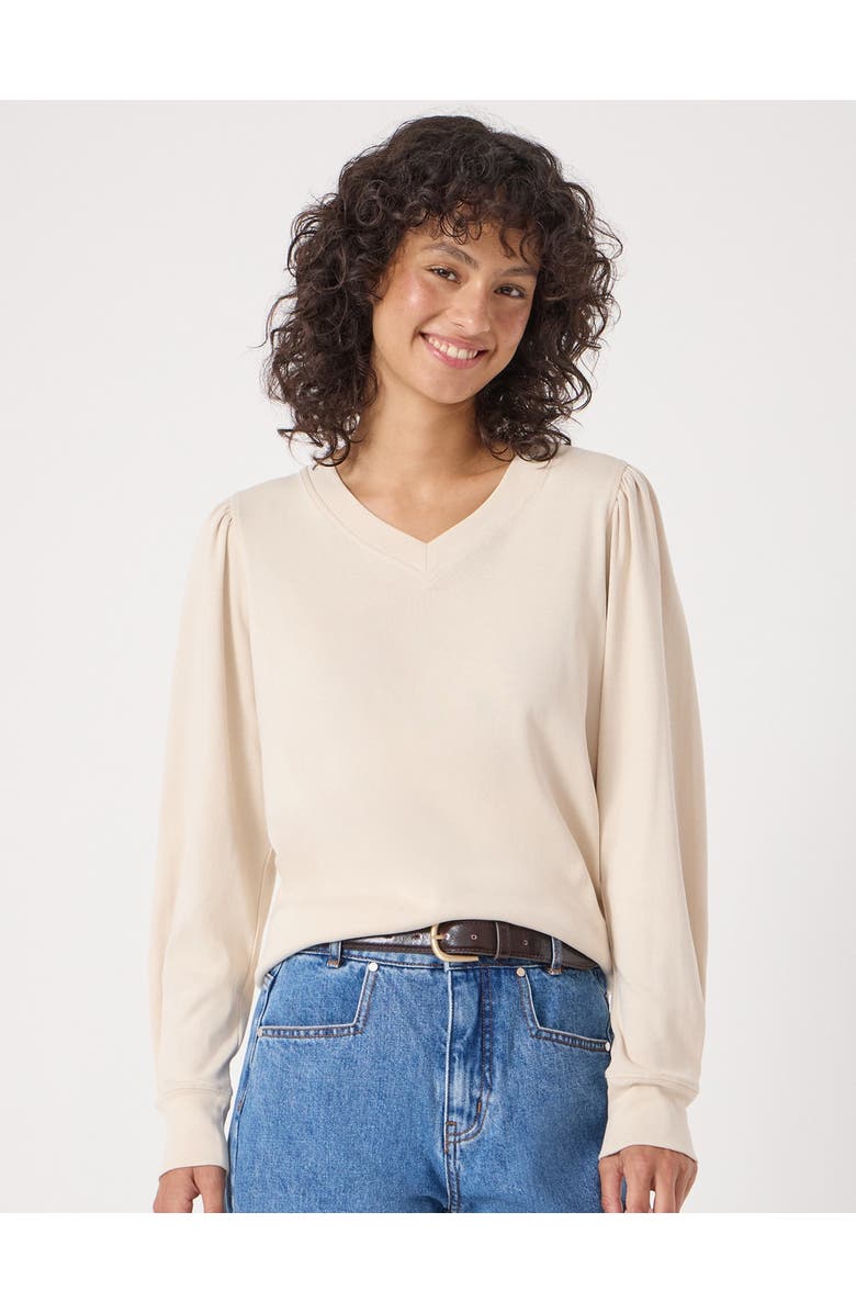 Hush Emily V-Neck Puff Sleeve Top, Main, color, Almond