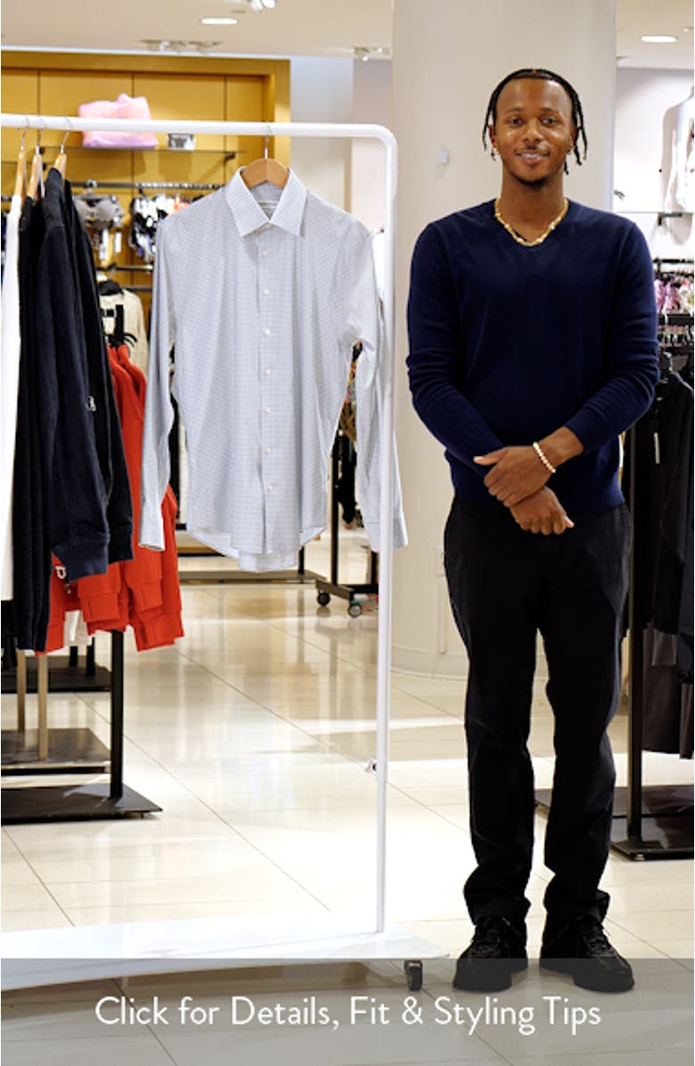 Trim Fit Check Premium Performance Twill Dress Shirt, sales video thumbnail