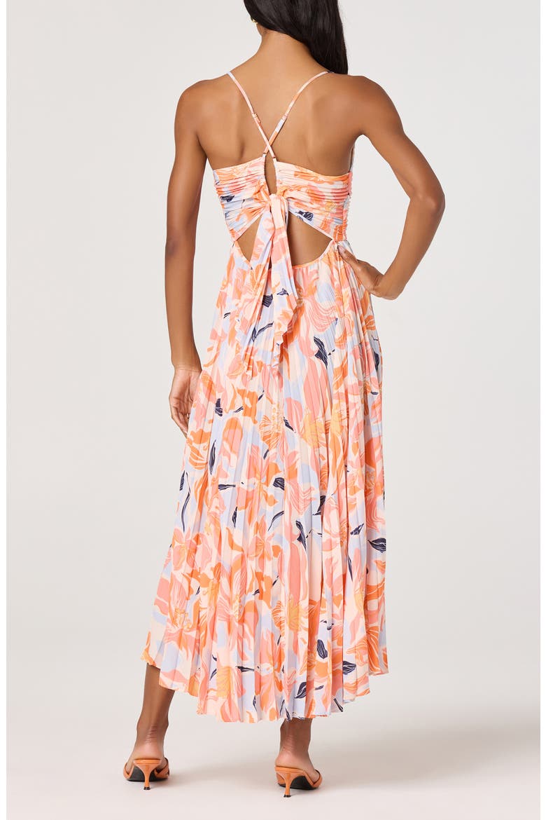 Blythe Pleated Maxi Dress, Alternate, color, ORANGE BLUE FLORAL