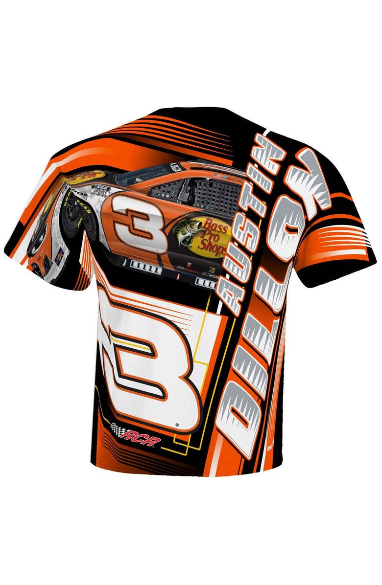CHECKERED FLAG Men's Checkered Flag White Austin Dillon Bass Pro Shops Sublimated Dynamic Total Print T-Shirt, Alternate, color,