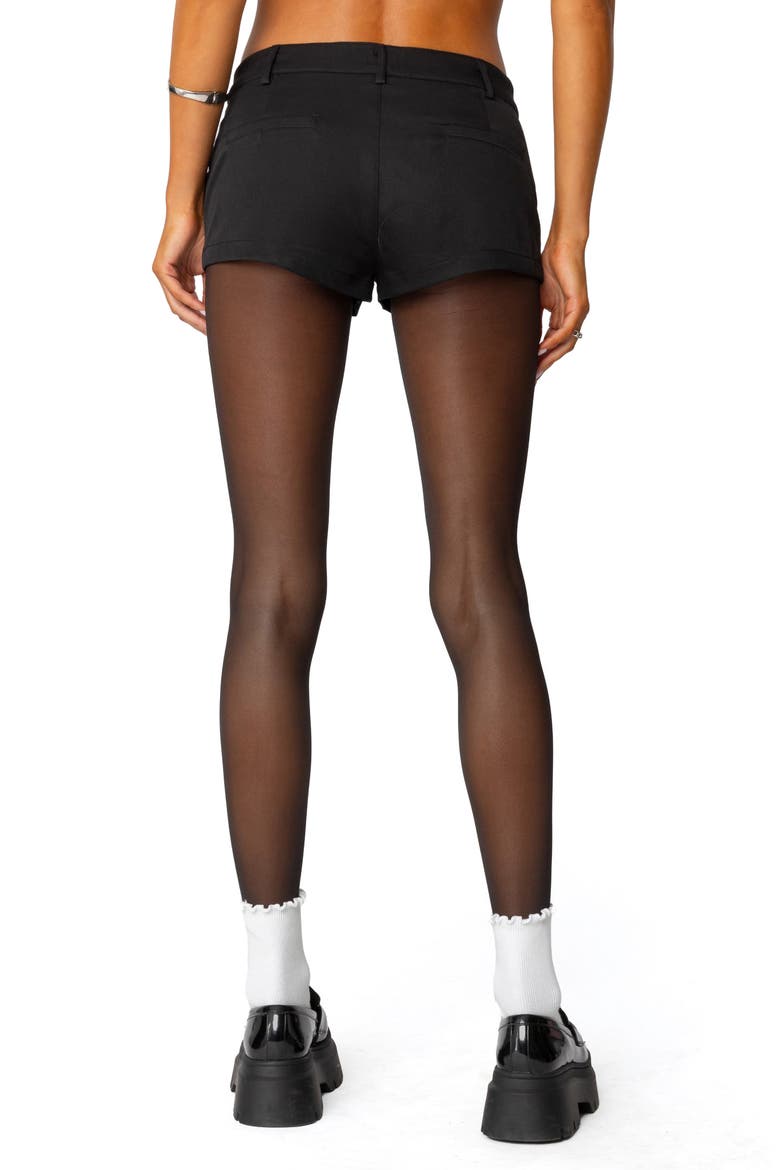 Kera Front Pleat Micro Shorts, Alternate, color, BLACK
