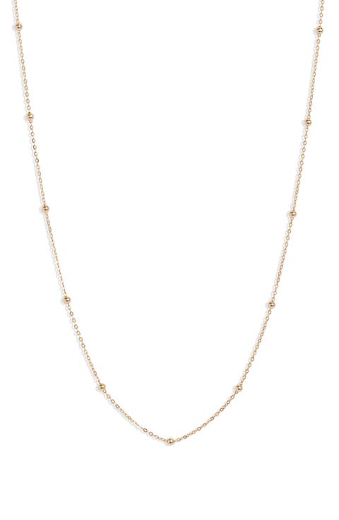 14K Gold Ball Bead Chain Necklace