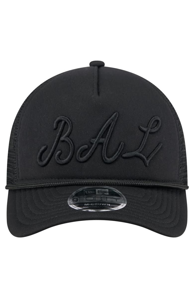 New Era Men's New Era Black Baltimore Orioles City Initial 9FORTY A-Frame M-Crown Adjustable Trucker Hat, Alternate, color, Black