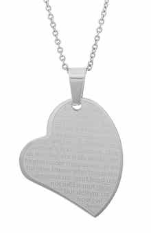 Lord's Prayer Heart Pendant Necklace