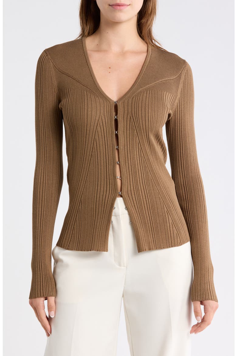 Forama Rib Cardigan, Main, color, OPEN BROWN