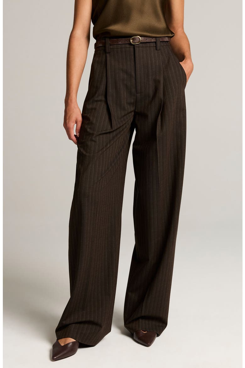 High Waist Wide Leg Trousers, Main, color, CINDERWOOD STRIPE